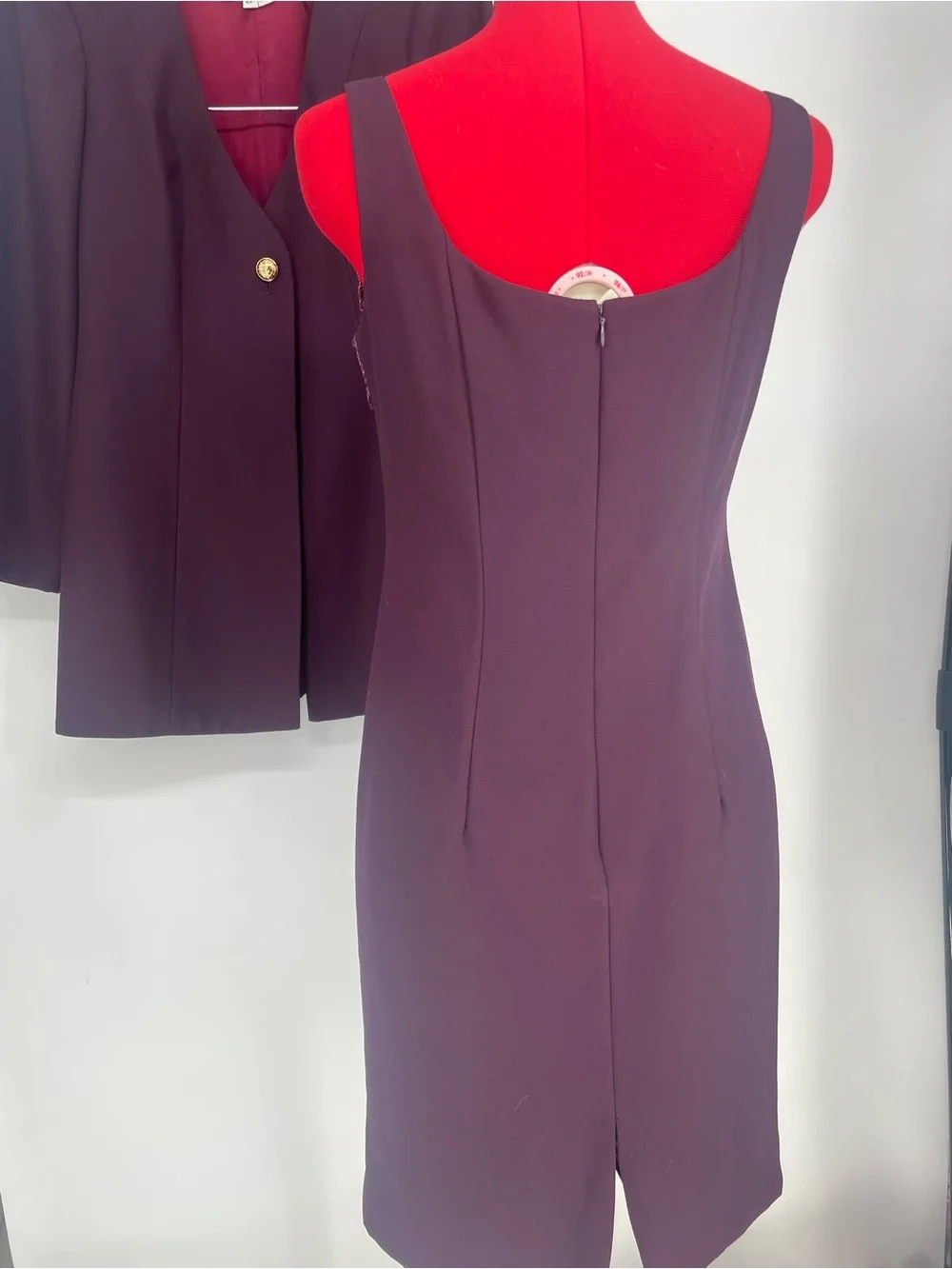VTG 90s NWT Cachet Cohoes Aubergine 2 Piece Embellished Dress & Blazer Jacket